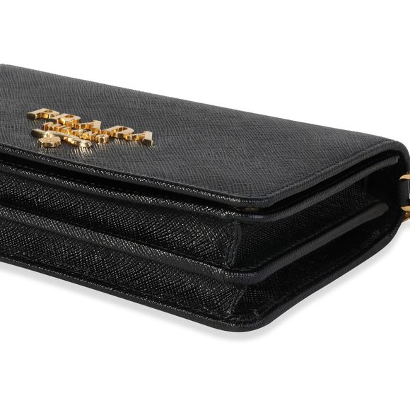 Prada Black Saffiano Leather Mini Chain Wallet - Picture 6 of 7